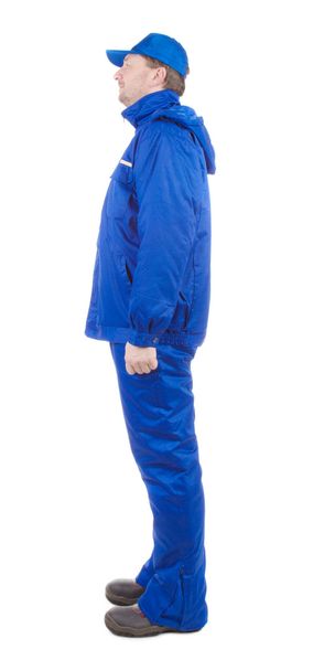 Worker in blue worker clothes - 写真・画像