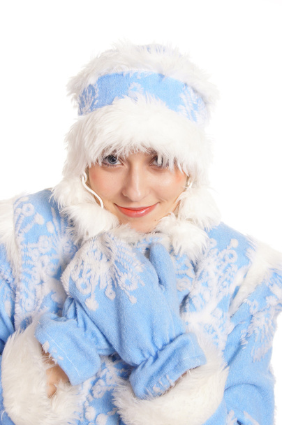 Snow maiden in hat - Фото, изображение