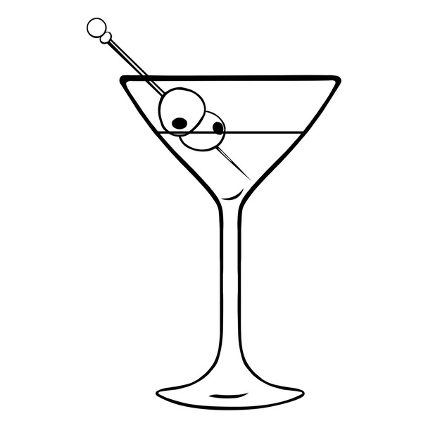Martini-Glas mit Oliven - Vektor, Bild
