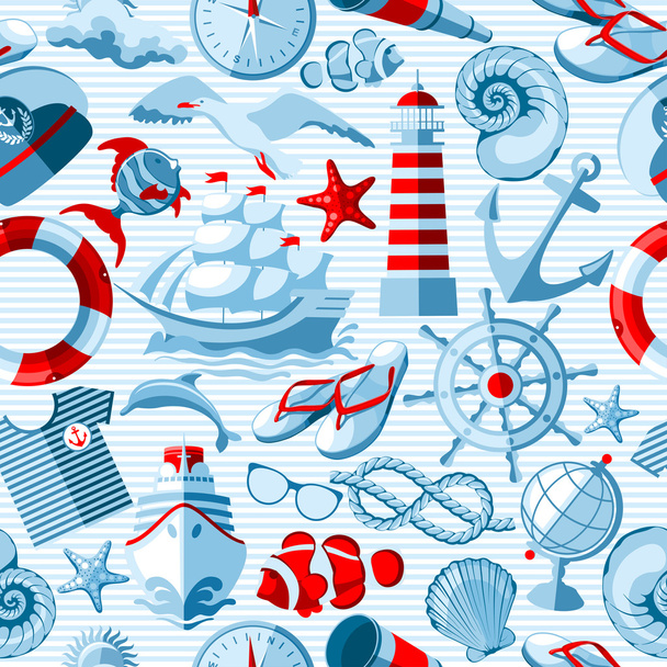 Nautical seamless background - Vector, Image