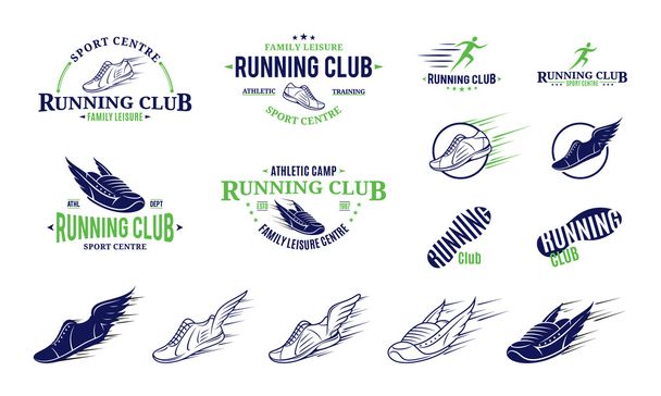 Τρέχει το λογότυπο του Club, ετικέτες, εικόνες και στοιχεία σχεδίασης - Διάνυσμα, εικόνα