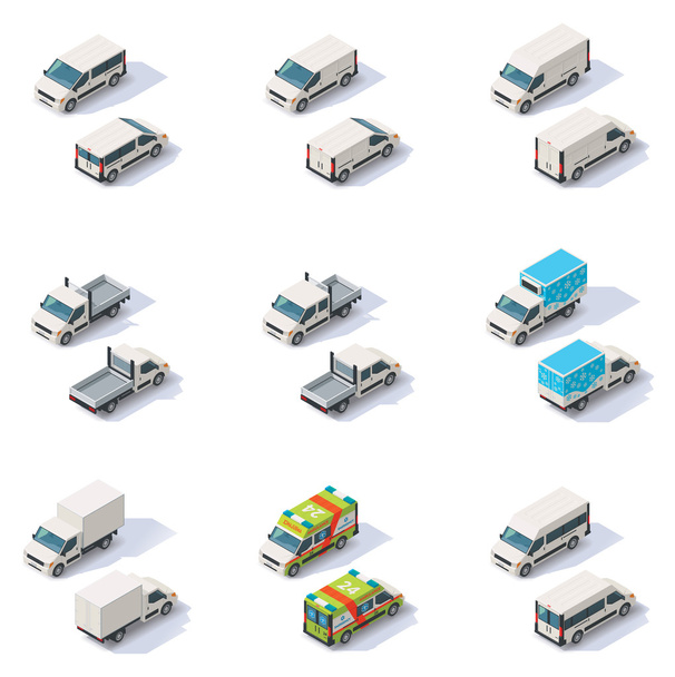 Serie di furgoni isometrici vettoriali
 - Vettoriali, immagini