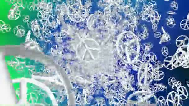 Абстрактні символи миру в білому на синьому
 - Кадри, відео