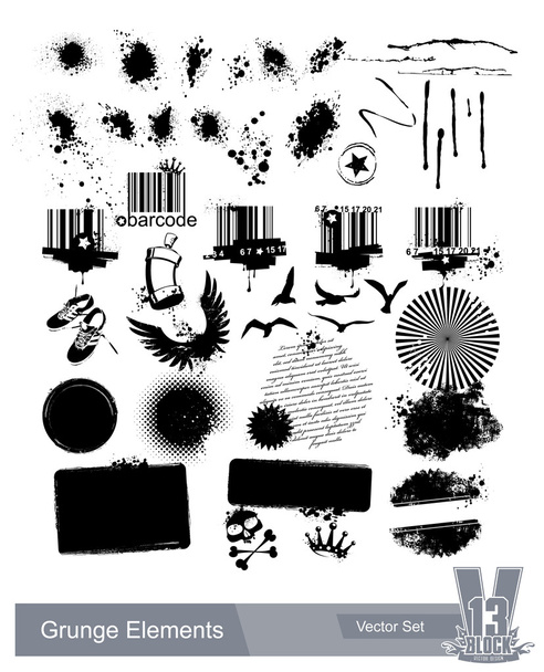 Set of dirty grunge elements - Vector, Image