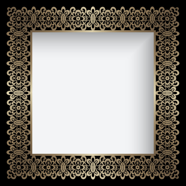 Square gold lace frame - Wektor, obraz