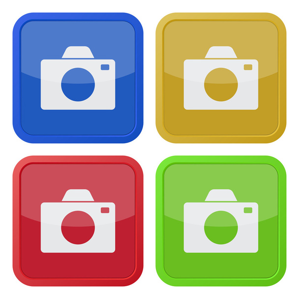 set of four square icons with camera - Vektor, Bild