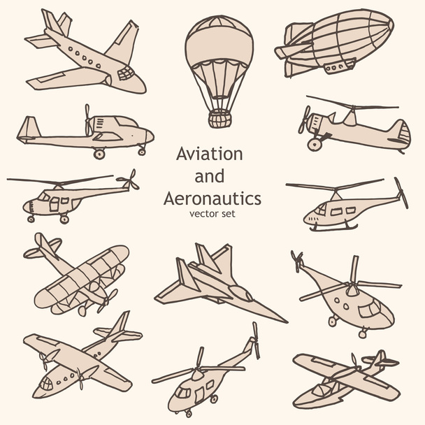 Lotnictwa i aeronautyka wektor zestaw - Wektor, obraz