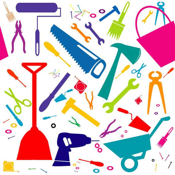 Fondo sin costuras con herramientas de bricolaje o herramientas de reparación para el hogar
 - Vector, Imagen
