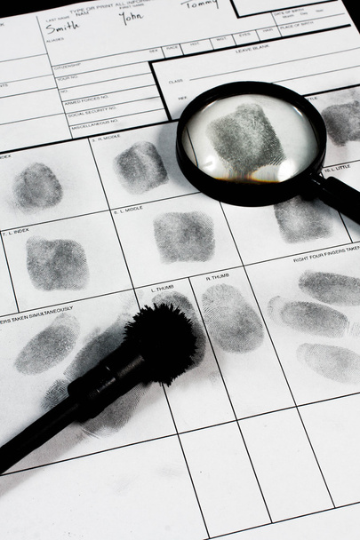 Impronta sulla carta delle impronte digitali della polizia
 - Foto, immagini