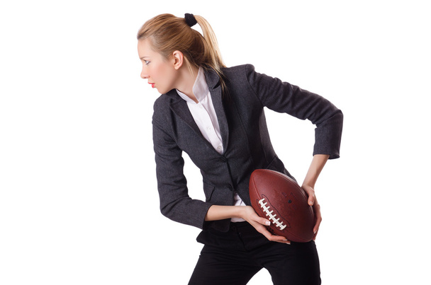 Красивый офисный работник с мячом для регби
 - Фото, изображение