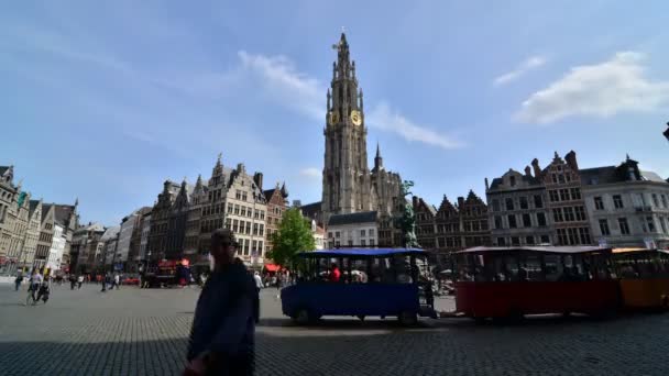Antwerp, Belgium - May 10, 2015: The Grand Place in Antwerp Belgium. - Footage, Video