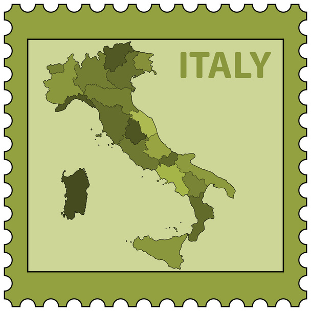 Italia mapa en sello postal
 - Vector, Imagen