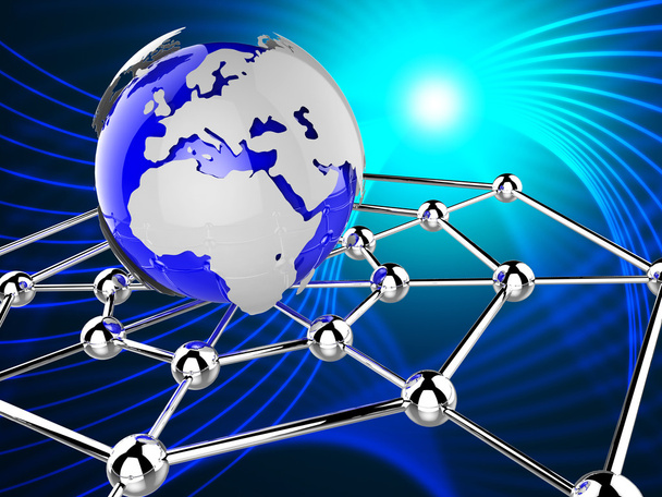 Wereldwijd netwerk vertegenwoordigt Global Communications en Computer - Foto, afbeelding