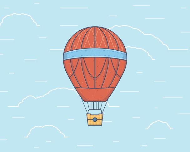 Vektorové ilustrace horkovzdušným balónem. Cestování a inspirace koncept. - Vektor, obrázek
