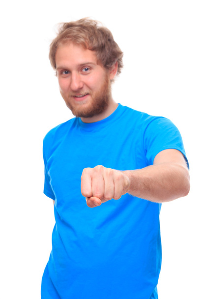 Bearded man doing fist bump - Foto, afbeelding