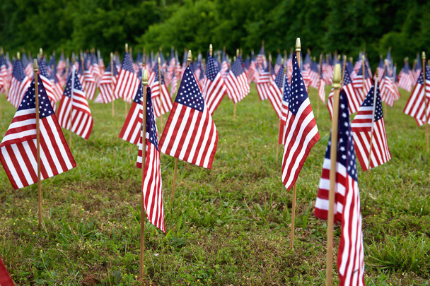 Un montón de banderas americanas
 - Foto, Imagen