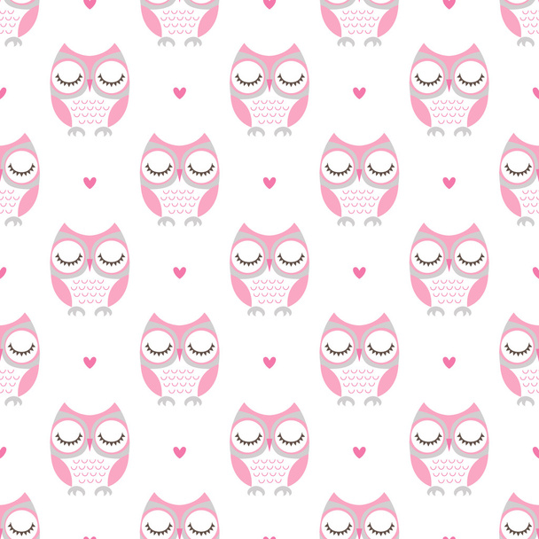 seamless owls birds pattern - Вектор,изображение