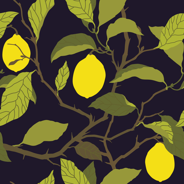 Branch of lemons with leaves - Vector, Image