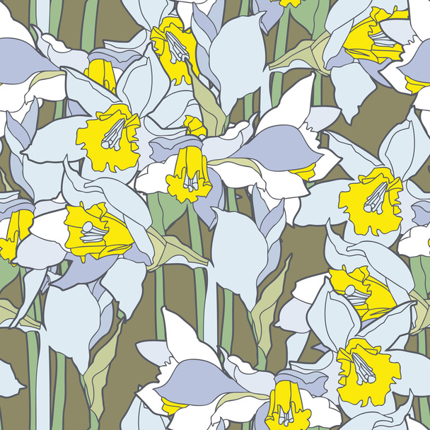 narcissus buds pattern - Vector, afbeelding