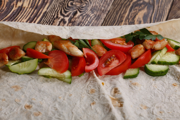 Shawarma hagyományos flatbread wrap - Fotó, kép