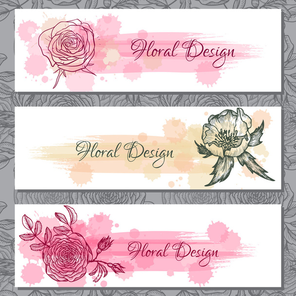 Three floral templates - Vector, Image