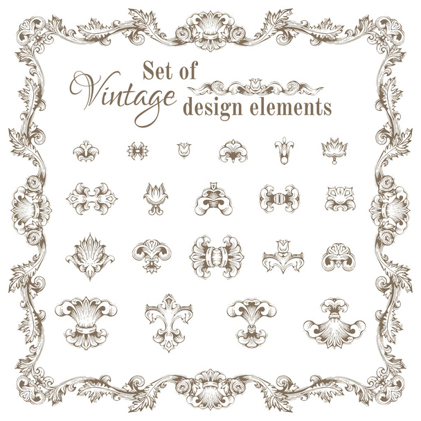 Vector set of retro design elements and page decorations.  - Διάνυσμα, εικόνα