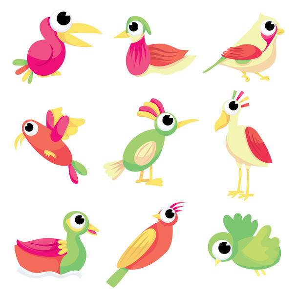 kolekcja ptaków kreskówka - Wektor, obraz