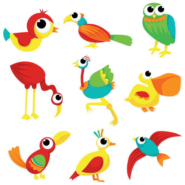 bandada de aves de dibujos animados
 - Vector, imagen