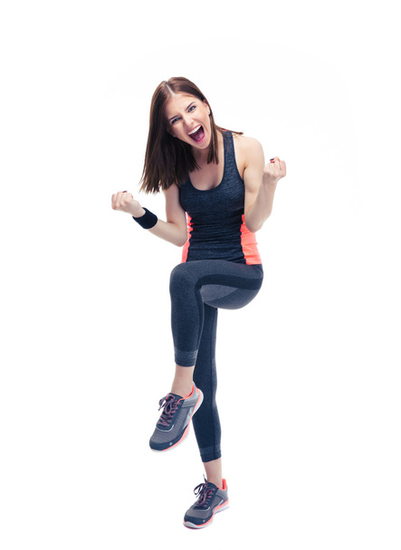 Mujer de fitness celebrando su victoria
 - Foto, imagen