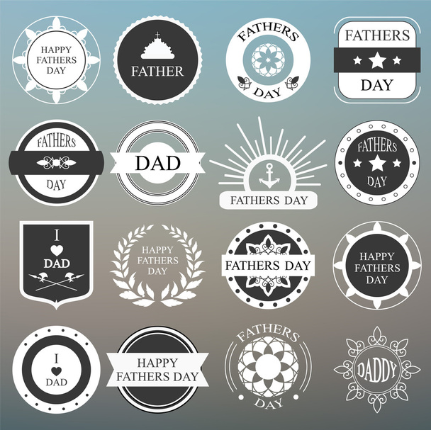 vector set: vintage fathers day labels and icons on the blurred  - Vector, afbeelding
