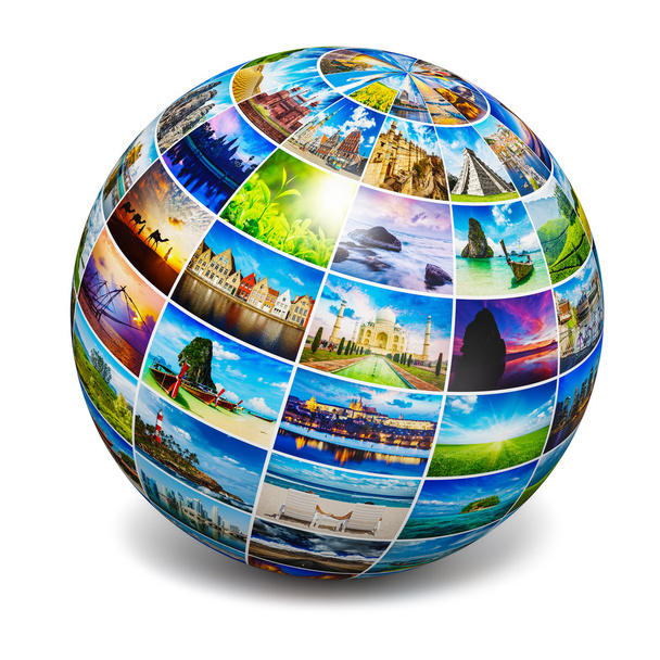 Globus mit Reisefotos - Foto, Bild