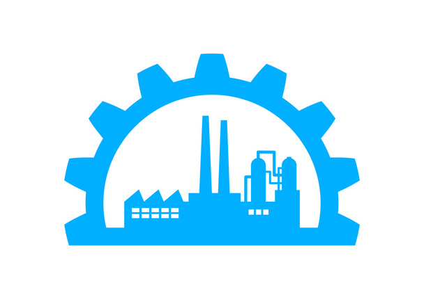 blaues Industrie-Symbol auf weißem Hintergrund - Vektor, Bild
