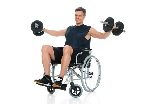 Handicapped Man Working Out - Photo, image