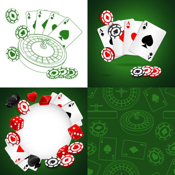 Roulette Vector Casino Backgrounds set - Vector, Image
