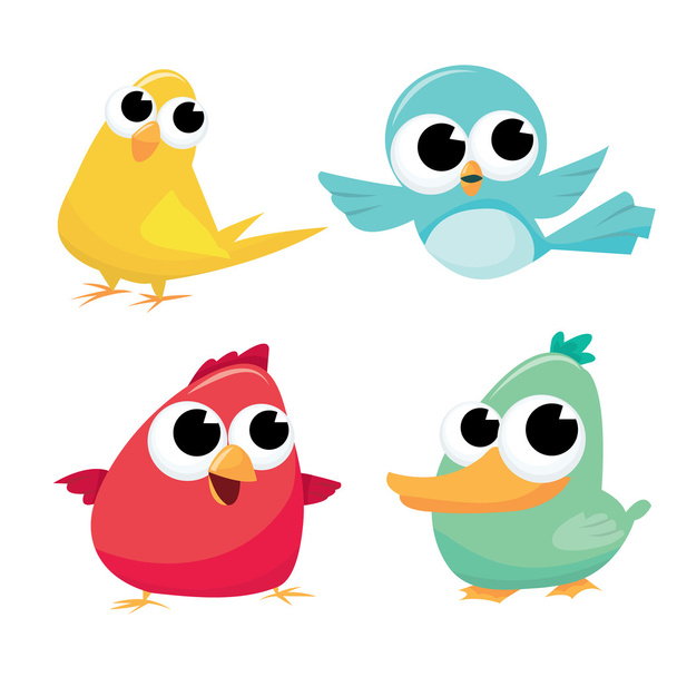 Lindas aves de dibujos animados
 - Vector, imagen