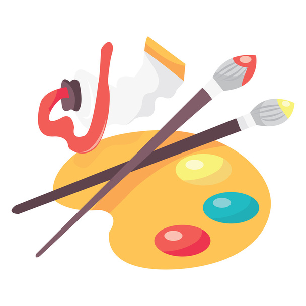 Paint, Pallet And Paintbrush - Vector, Image