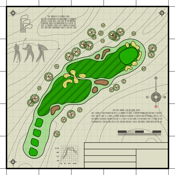 Disegno del tracciato del campo da golf
 - Vettoriali, immagini