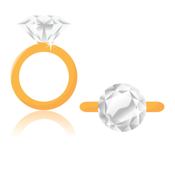 anillo de compromiso solitario de diamante
 - Vector, Imagen