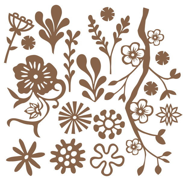 Doodle Foliage Design Elements - Vector, Image