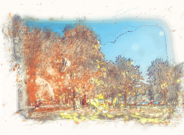 Paesaggio d'autunno  - Vettoriali, immagini
