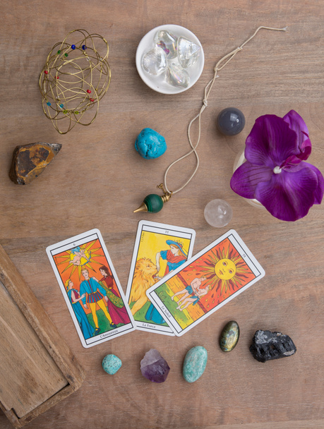 Tarot cards and stones - Photo, Image