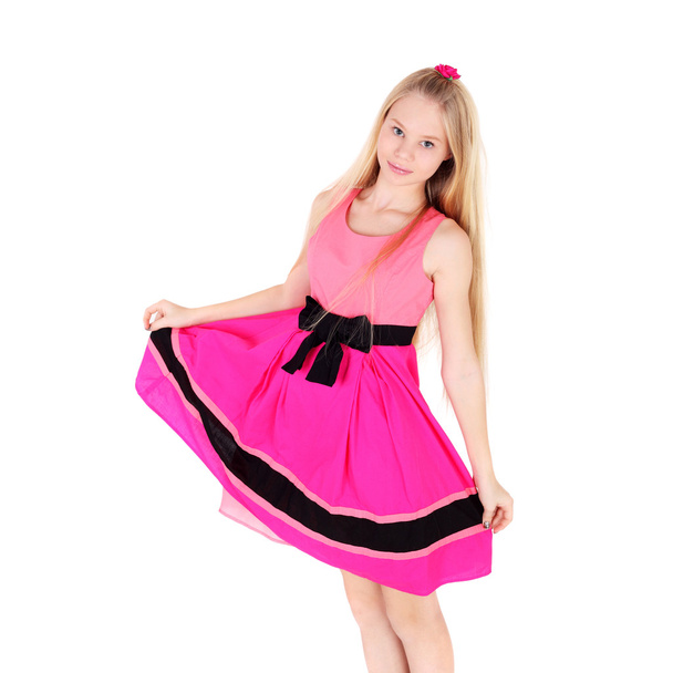 Teenage girl in the pink dress - Zdjęcie, obraz