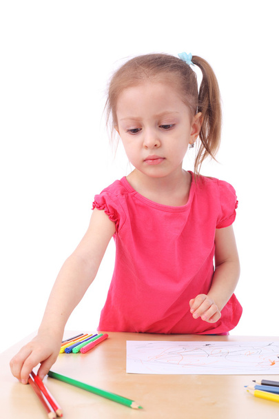 Little girl drawing - Foto, Imagen