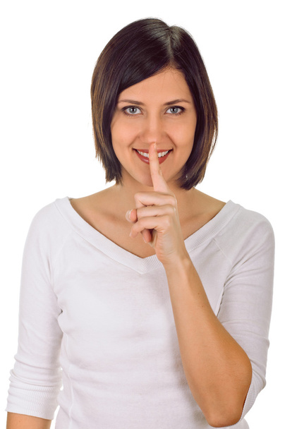 Woman shows sign of silence - Foto, imagen
