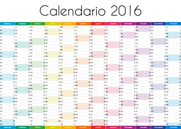 Calendário 2016 - VERSÃO ITALIANA
 - Foto, Imagem