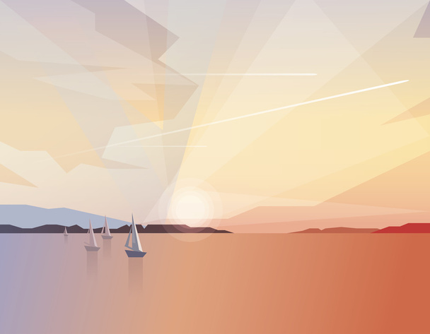abstract ocean view landscape - Vector, Image
