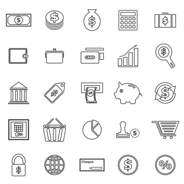 Money line icons on white background - Διάνυσμα, εικόνα