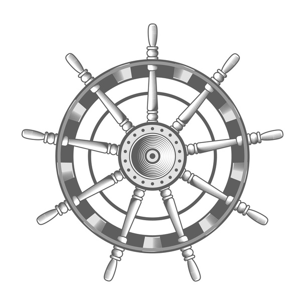 vector nautical label. vintage rudder, icon and design element. - Vettoriali, immagini