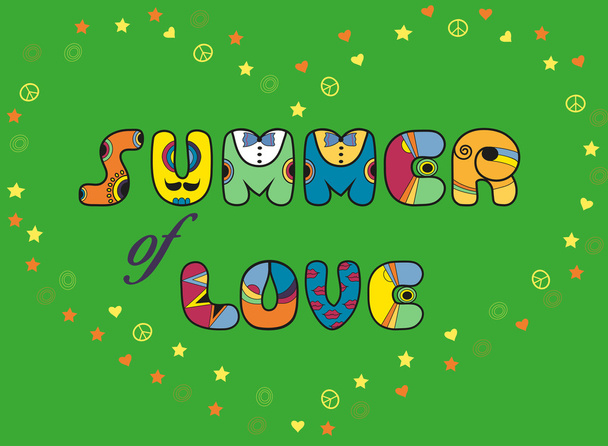 Aşk Summer yazıt. Renkli harfler - Vektör, Görsel
