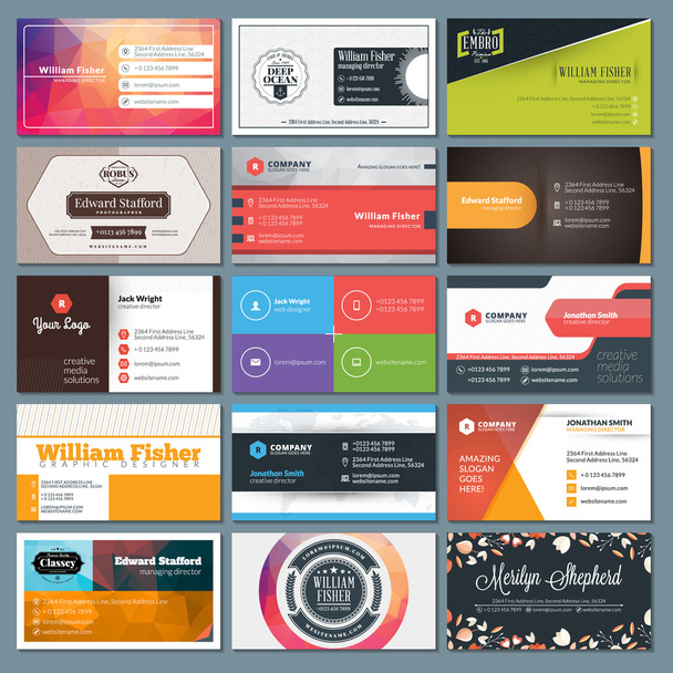 Set of Modern Creative Business Card Templates - Wektor, obraz